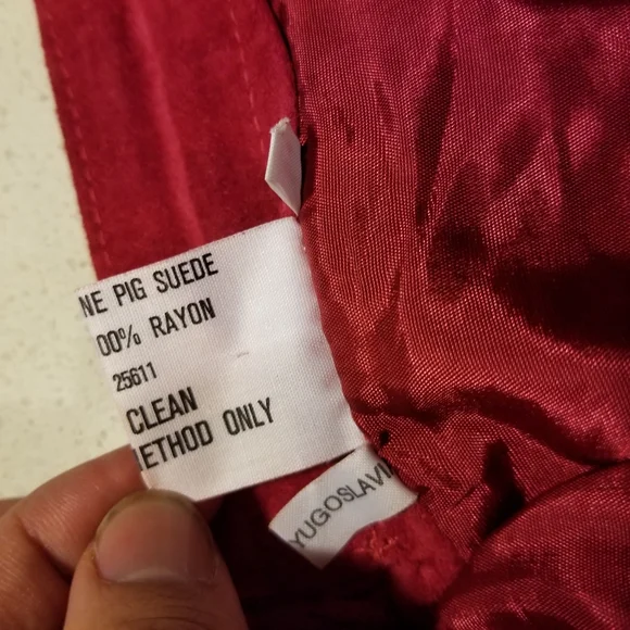 Vintage 70s Fuschia Suede Pencil Skirt Size Large - Picture 5 of 12